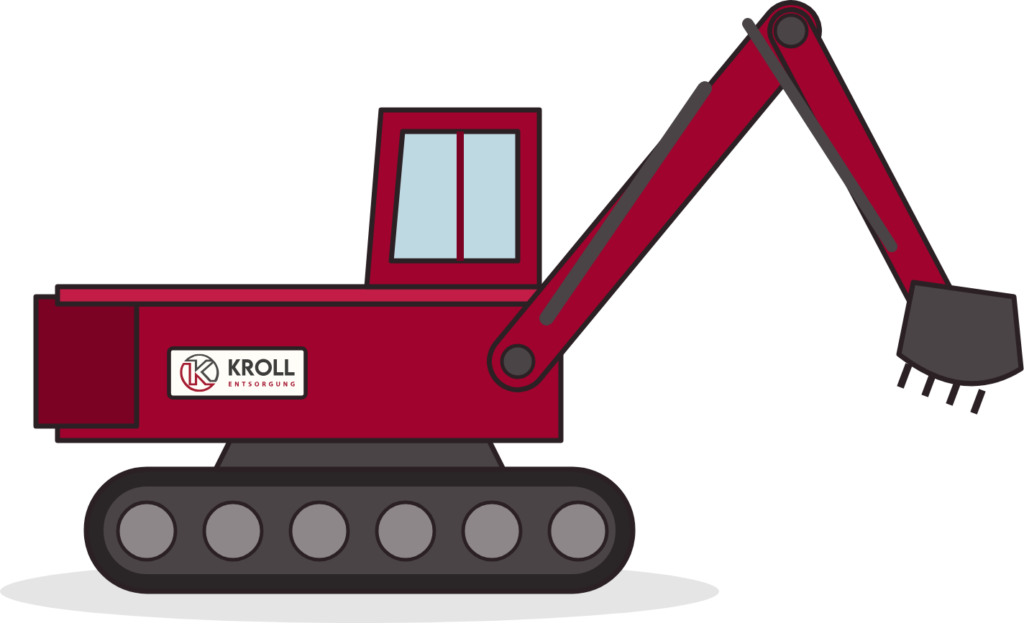 Roter Kroll-Kettenbagger mit Fahrerkabine